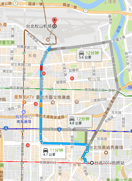 台北桃园机场和松山机场哪个距离101大厦近?