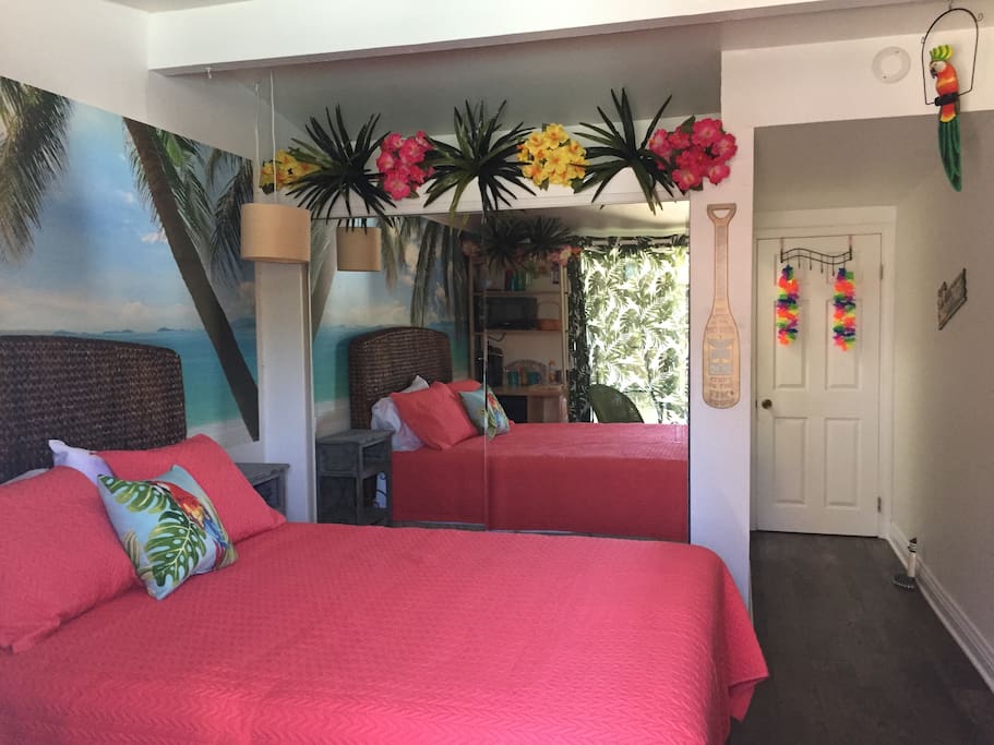 the "tiki room" poolside paradise at the back bay